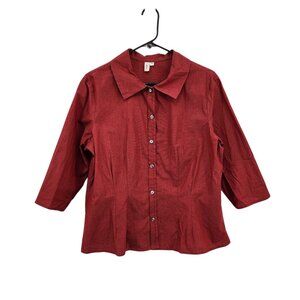 Din Vintage Women's 100% Cotton Button Front Shirt - 10